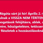 Régóta várt jó hír! Április 2.-tól indulnak a VISSZA NEM TÉRÍTENDŐ támogatások felújításra, ablak, ajtó cserére, hőszigetelésre, tetőcserére